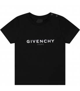 Black t-shirt for baby boy with iconic logo