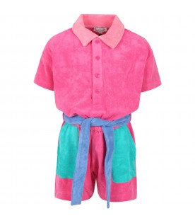 Multicolor jumpsuit for girl with logo