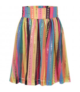 Multicolor skirt for girl with logo