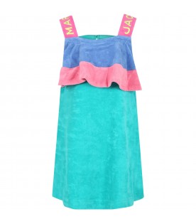 Multicolor dress for girl with logo