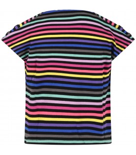 Multicolor t-shirt for girl with embroided logo