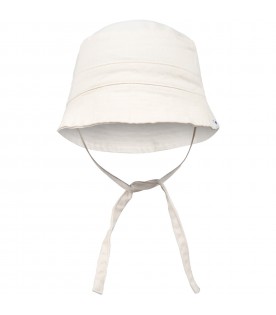 Ivory hat for babies with logo