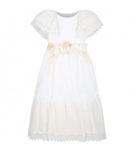 White dress for girl with embroidery