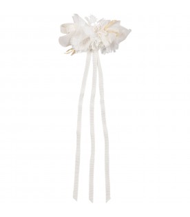 White clip for girl with lace and ribbons