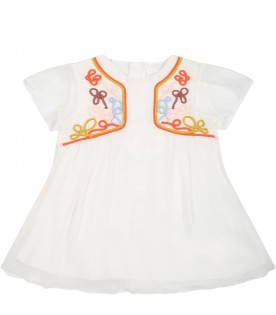 White dress forbaby girl with embroidered