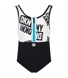Multicolor swimsuit for girl with logo