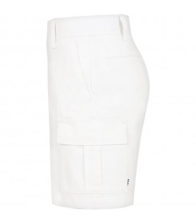 White shorts for boy with logo