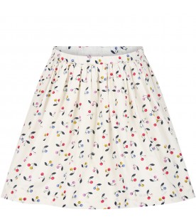 Ivory skirt for girl with cherries