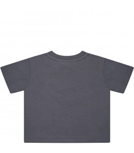 Gray t-shirt for baby boy with logo