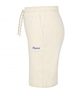 Ivory shorts for boy with logo