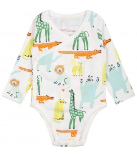 White set for baby boy with animals print