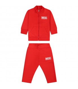 Red suit for baby boy with logo