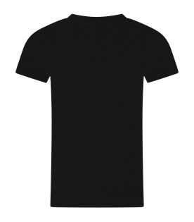 T.shirt nera per bambino con logo