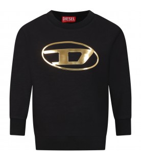 Sweatshirt noir pour garçon avec logo