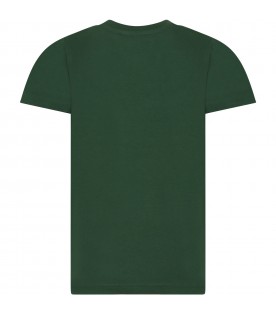 Green t-shirt for boy with logo