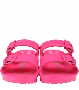 Fuchsia sandals for girl with logo