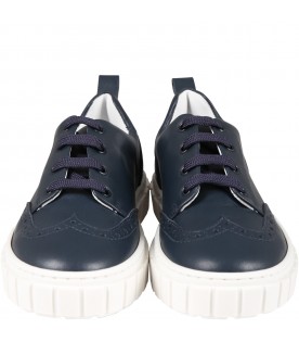 Blue lace-up shoes for boy with logo