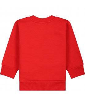 Red sweatshirt for baby boy with logo