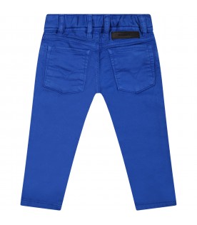 Pantaloni blu per neonato con logo
