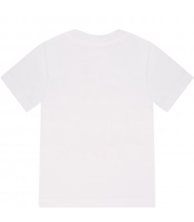 White t-shirt for baby boy with print and logo