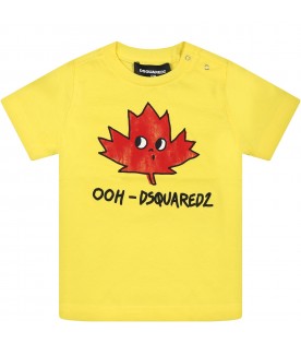 Yellow t-shirt for baby boy with print