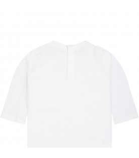 T-shirt bianca per neonata con stampa e logo