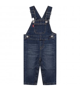 Blue dungarees for baby boy with logo