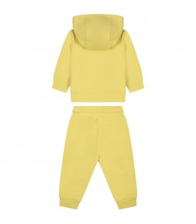 Yellow tracksuit for baby boy with logo