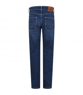 Blue jeans for boy with logo patch
