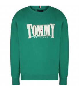 Green sweatshirt for boy with logo