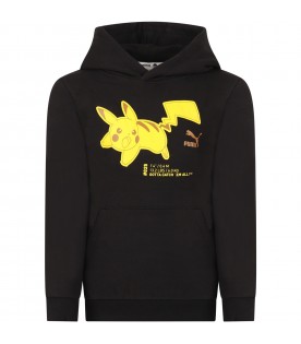 Black sweatshirt for boy with Pikachu et logo