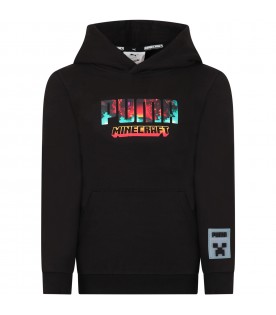 Black sweatshirt for boy with Minecraft print and logo
