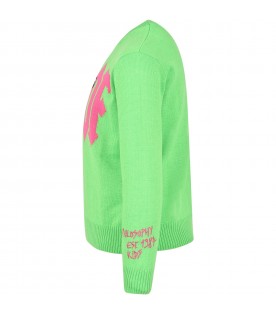 Green sweater for girl with snoopy