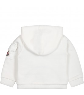 White sweatshirt for baby boy with logo