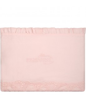Pink blanket for baby girl with logo
