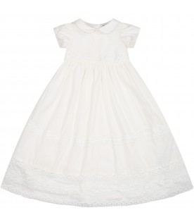 White dress for baby girl with logo