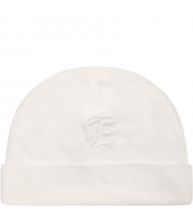 White hat for baby girl with logo