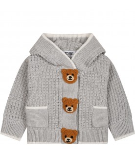 Cardigan grigio per neonato con Teddy bear