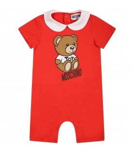 Red romper for babykids with Teddy Bear