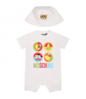 White set for babies with print and Teddy Bear