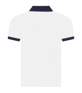 White polo for boy with print and Teddy Bear