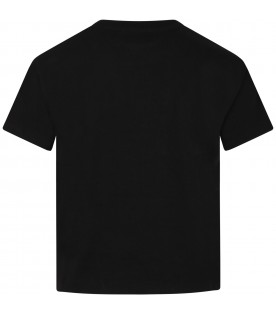 Black T-shirt for kids with Teddy Bear and white logo