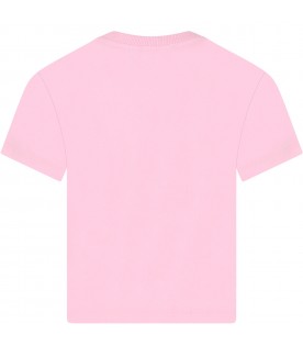 Pink  t-shirt for girl with Teddy Bear and logo