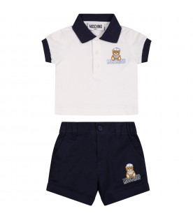 Multicolor outfit for baby boy with logo and Teddy Bear