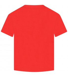 Red t-shirt for kids with Teddy Bear and logo