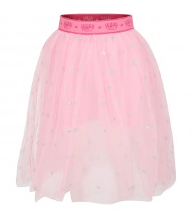 Pink skirt for girl with winks