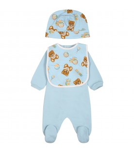 Light blue set for baby boy with Teddy Bear