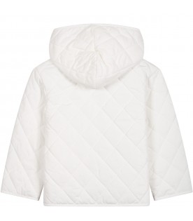White down jacket for kids with Teddy Bear and logo
