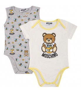 Multicolor set for baby boy with Teddy bear and print