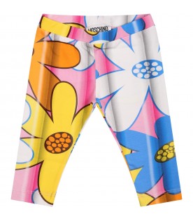 Multicolor leggings for baby girl with print